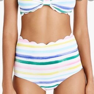 J. Crew Marysia Scalloped Rainbow High Waisted Bikini Bottom